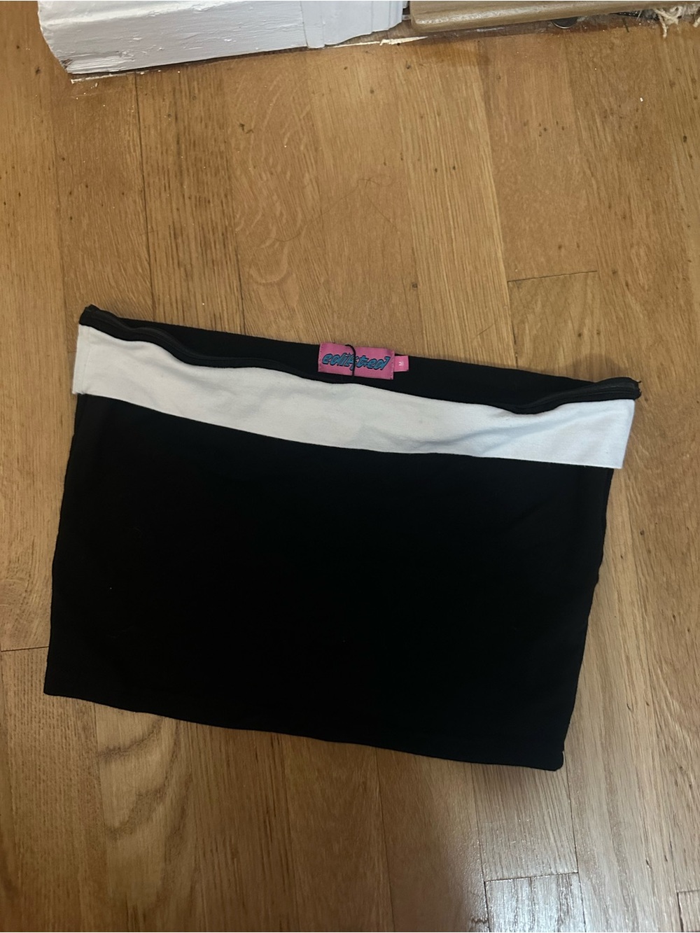 Edikted Black and White Strapless Crop Tube Top
